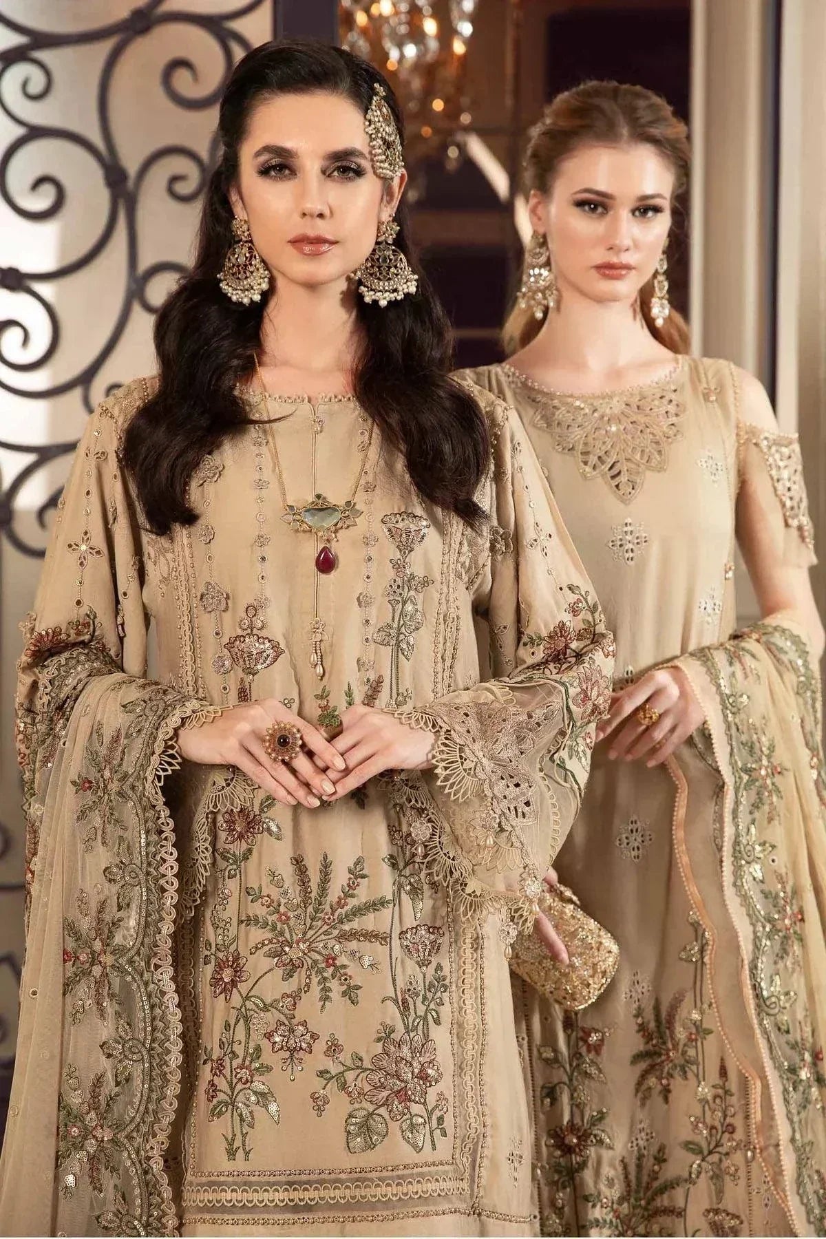 Maria B | Sateen Formals 23 | Beige CST-712 - House Of Anaya