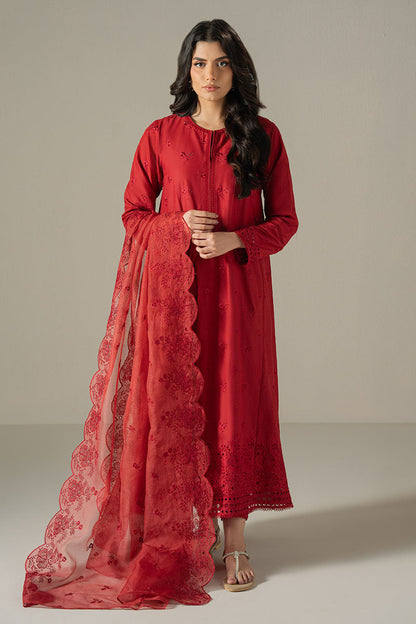 Cross Stitch | Chikankari Lawn 25 | CARMINE GRIS - House Of Anaya