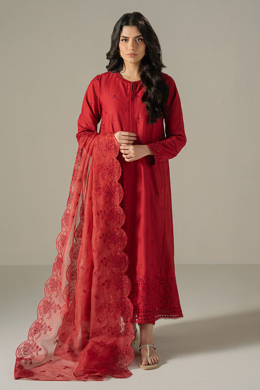 Cross Stitch | Chikankari Lawn 25 | CARMINE GRIS - House Of Anaya