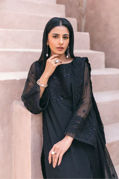 Azure | Embroidered Ensembles 3 Pcs | Charcoal Charm - House Of Anaya