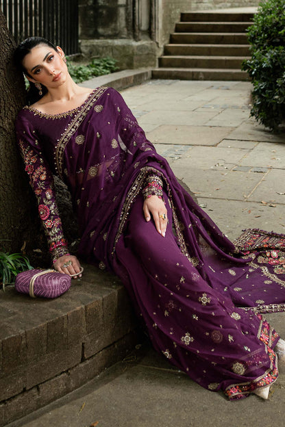 Maria B | Soiree Collection | Embroidered Chiffon Saree WF-09-01-Purple