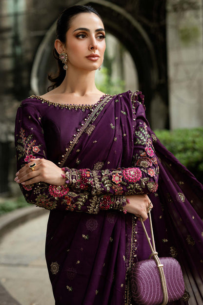 Maria B | Soiree Collection | Embroidered Chiffon Saree WF-09-01-Purple