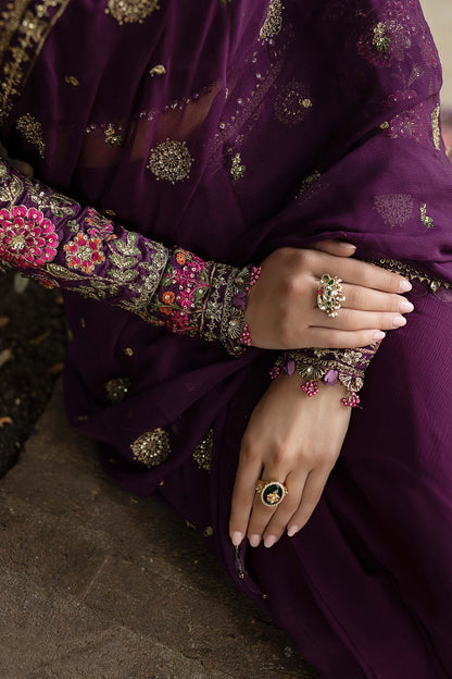 Maria B | Soiree Collection | Embroidered Chiffon Saree WF-09-01-Purple