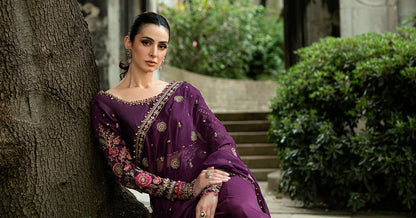 Maria B | Soiree Collection | Embroidered Chiffon Saree WF-09-01-Purple
