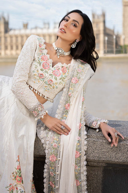 Maria B | Soiree Collection | Embroidered Raw Silk Suit WF-09-02-White