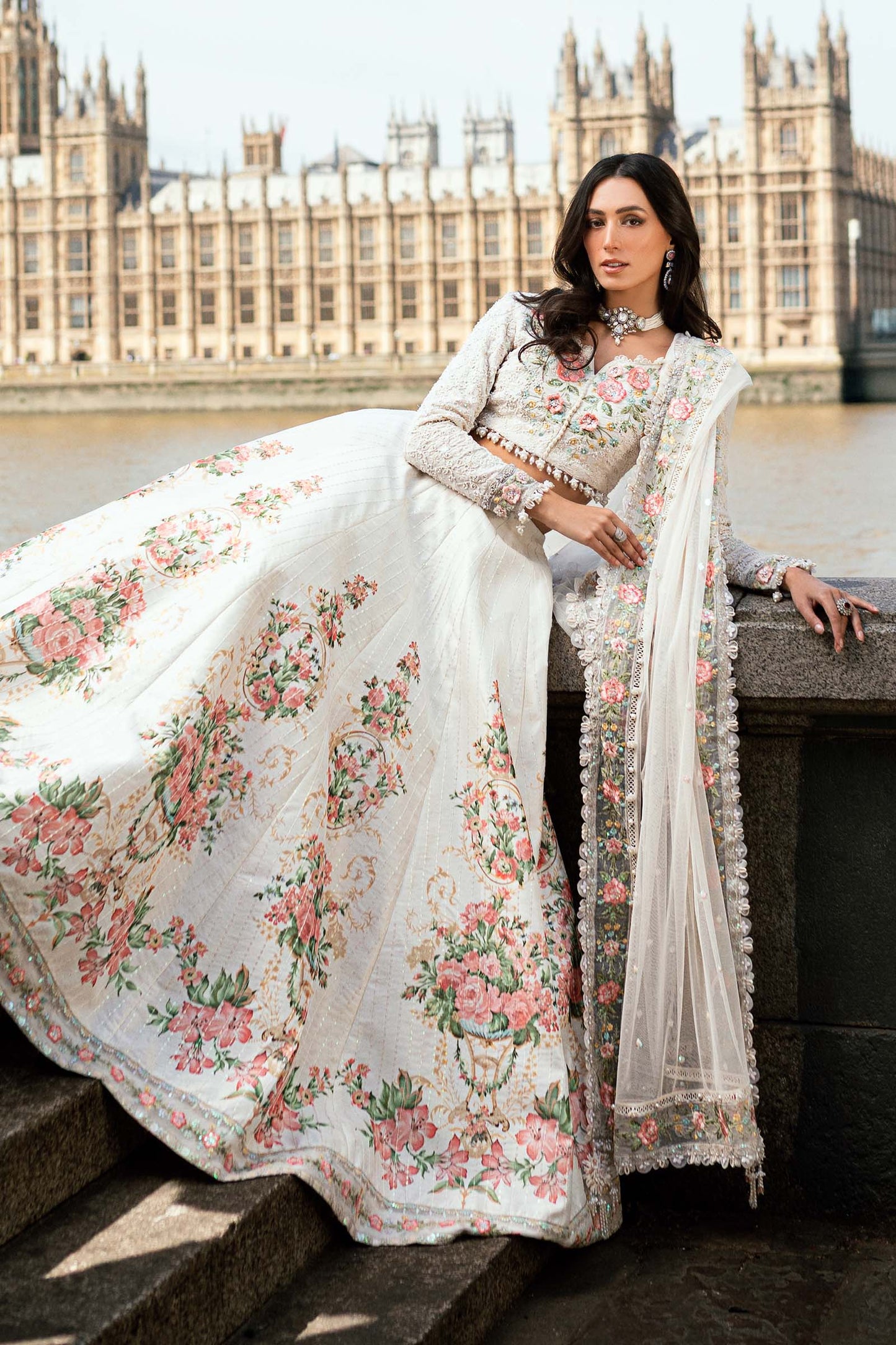 Maria B | Soiree Collection | Embroidered Raw Silk Suit WF-09-02-White