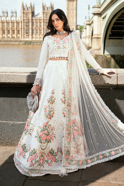 Maria B | Soiree Collection | Embroidered Raw Silk Suit WF-09-02-White
