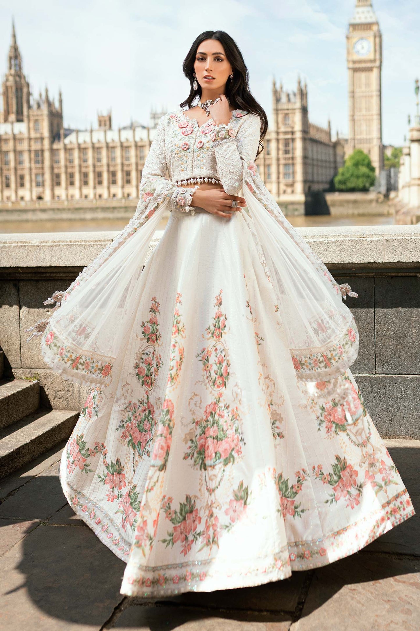 Maria B | Soiree Collection | Embroidered Raw Silk Suit WF-09-02-White