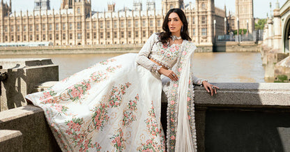 Maria B | Soiree Collection | Embroidered Raw Silk Suit WF-09-02-White