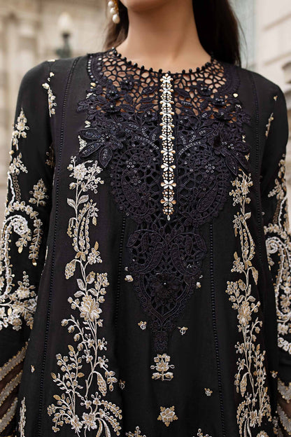 Maria B | Soiree Collection | Embroidered Raw Silk Suit WF-09-03-Black