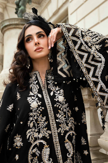 Maria B | Soiree Collection | Embroidered Raw Silk Suit WF-09-03-Black