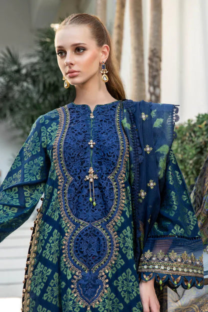 Maria B | Luxury Lawn | EL-23-08-Blue - House Of Anaya