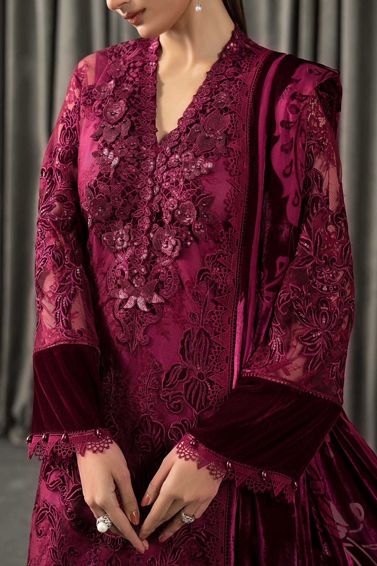 Maria B | Winter Luxe Pret 25 | WLS-1308-Maroon