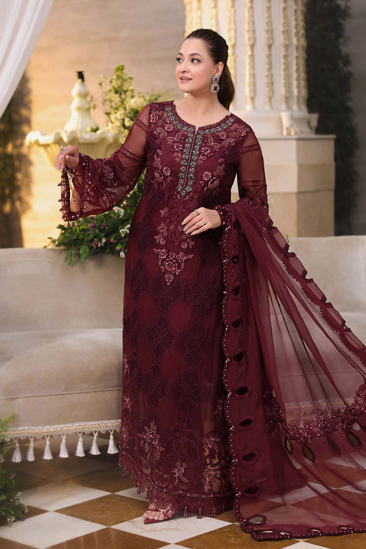 Maria b | Chiffon Formals 26 | MPC-26-108-Burgundy