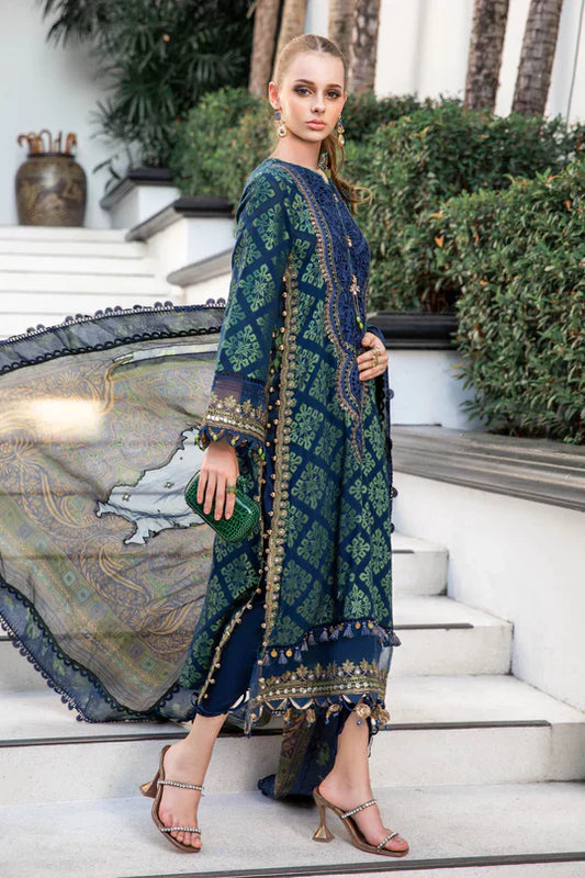Maria B | Luxury Lawn | EL-23-08-Blue - House Of Anaya