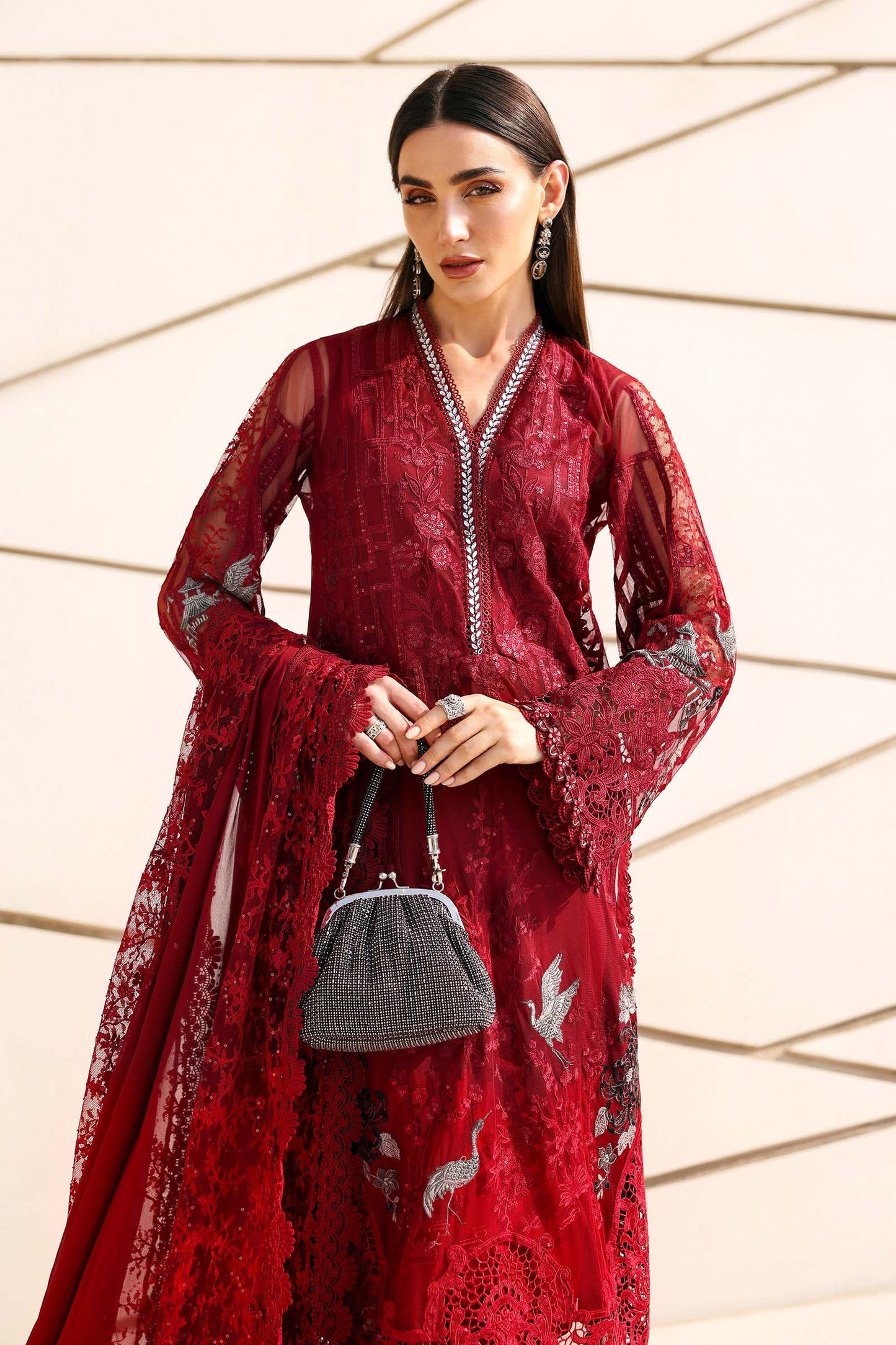 Maria B | Edit Lawn’26 | 3 Piece Unstitched Embroidered Net Suit