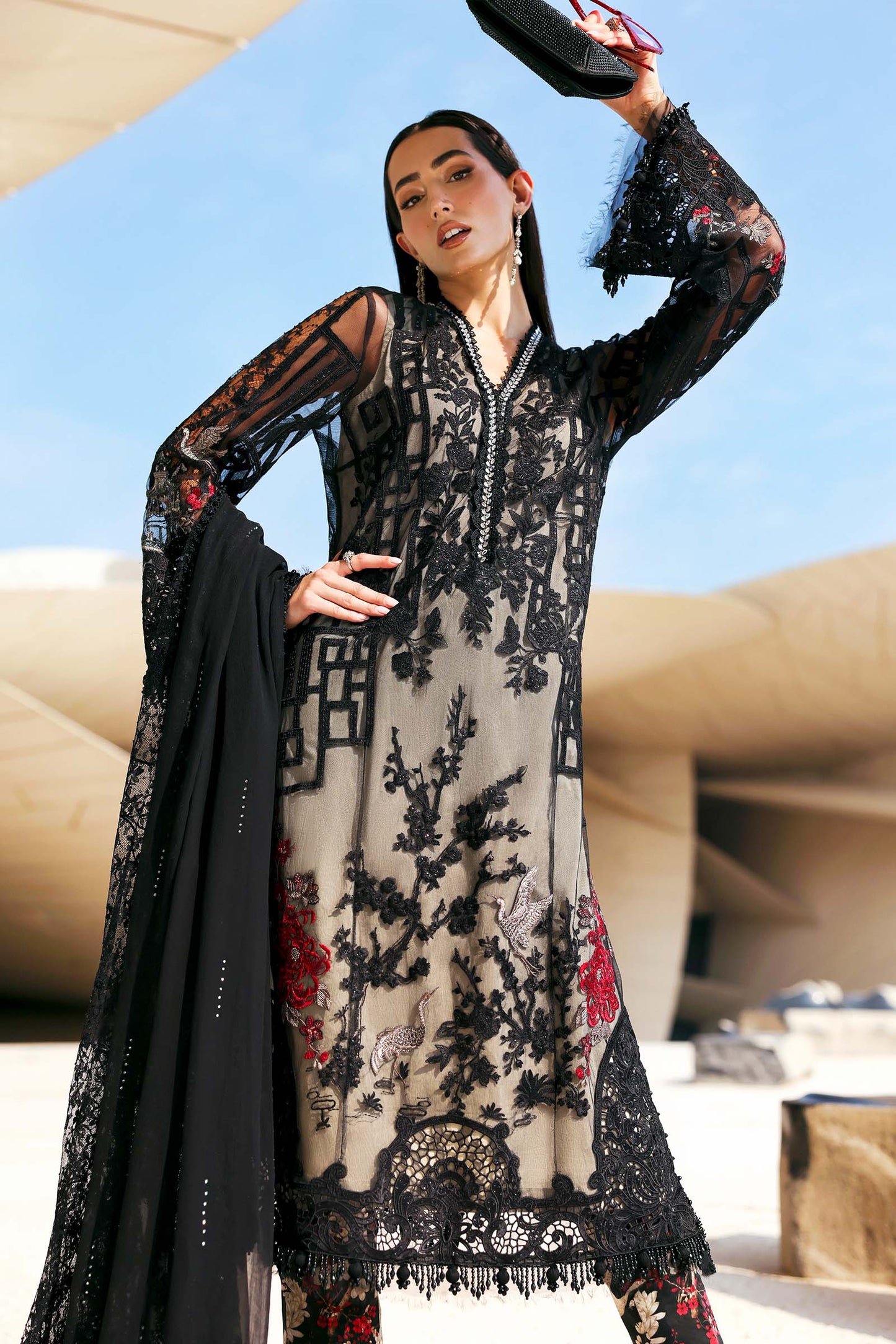 Maria B | Edit Lawn’26 | 3 Piece Unstitched Embroidered Net Suit