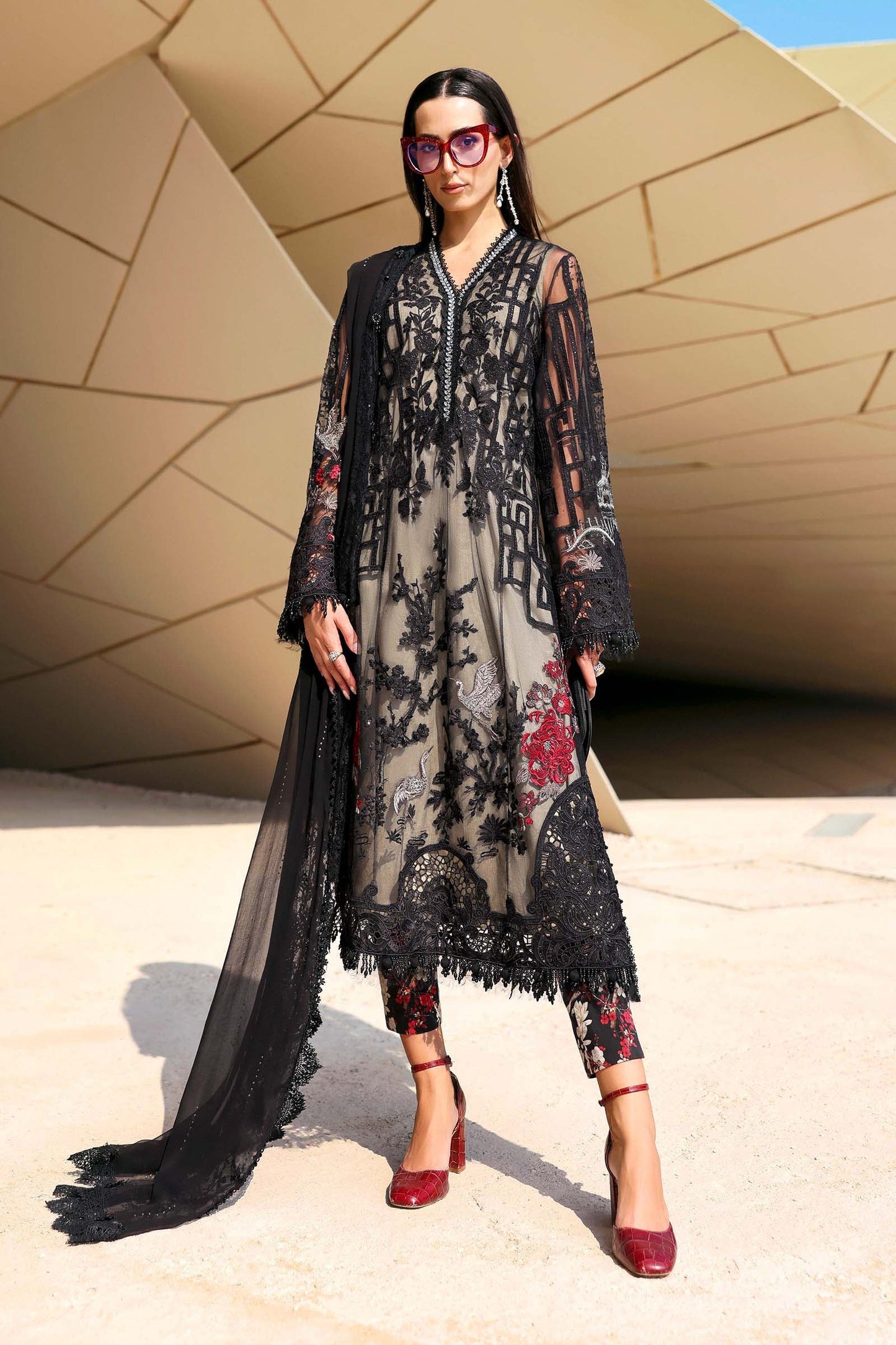 Maria B | Edit Lawn’26 | 3 Piece Unstitched Embroidered Net Suit