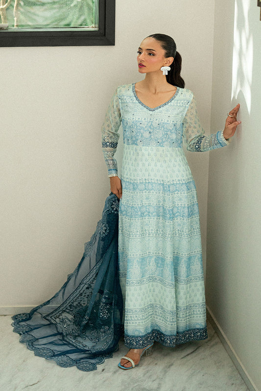 Dhanak | Signature Pret | SKY BLUE 2PCS EMBROIDERED PISHWAS WITH TROUSER