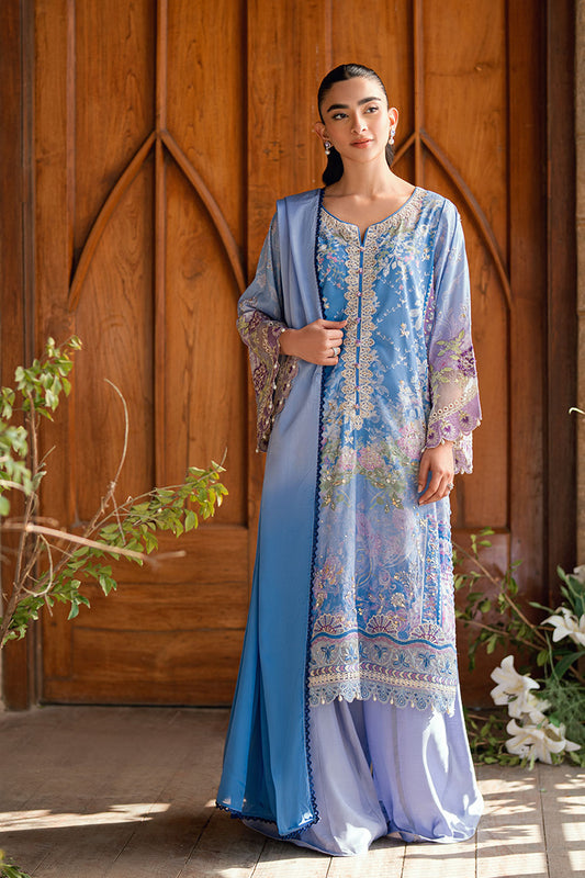 Dhanak | Silk Pret | PURPLE 2PCS HAND EMBELLISHED KURTA WITH TROUSER