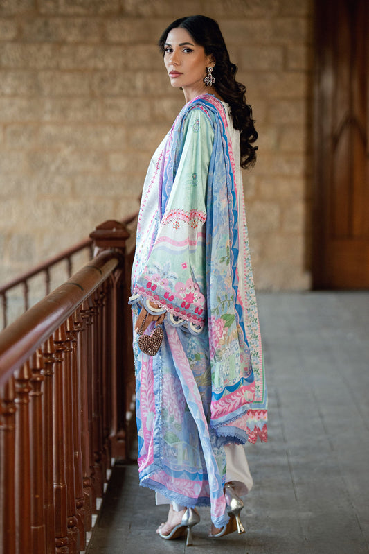 Dhanak | Silk Pret | L-GREEN 2PCS HAND EMBELLISHED KURTA WITH TROUSER