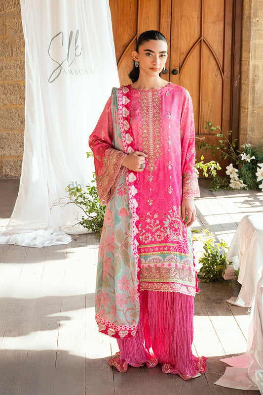 Dhanak | Silk Pret | PINK 2PCS HAND EMBELLISHED KURTA WITH TROUSER