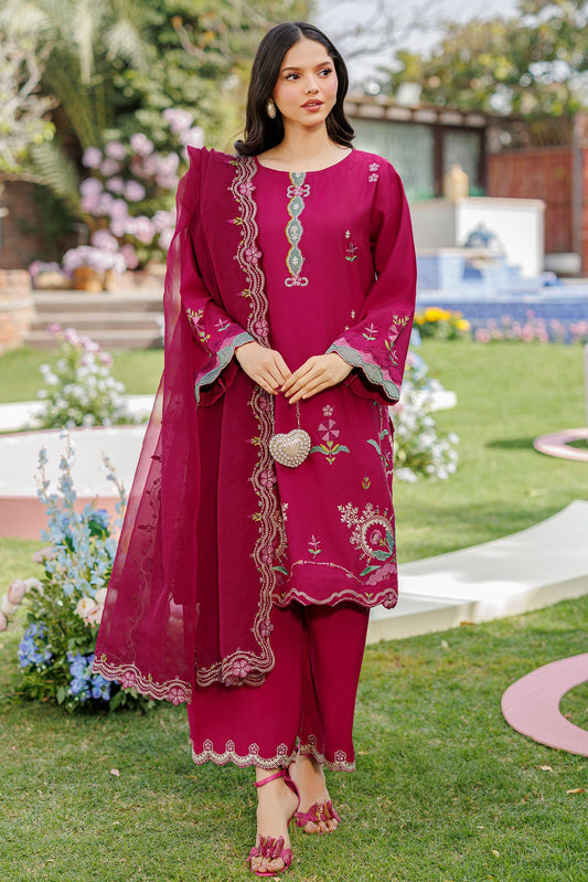 Dhanak | Signature Pret | MAGENTA 2PCS EMBROIDERED KURTA WITH TROUSER