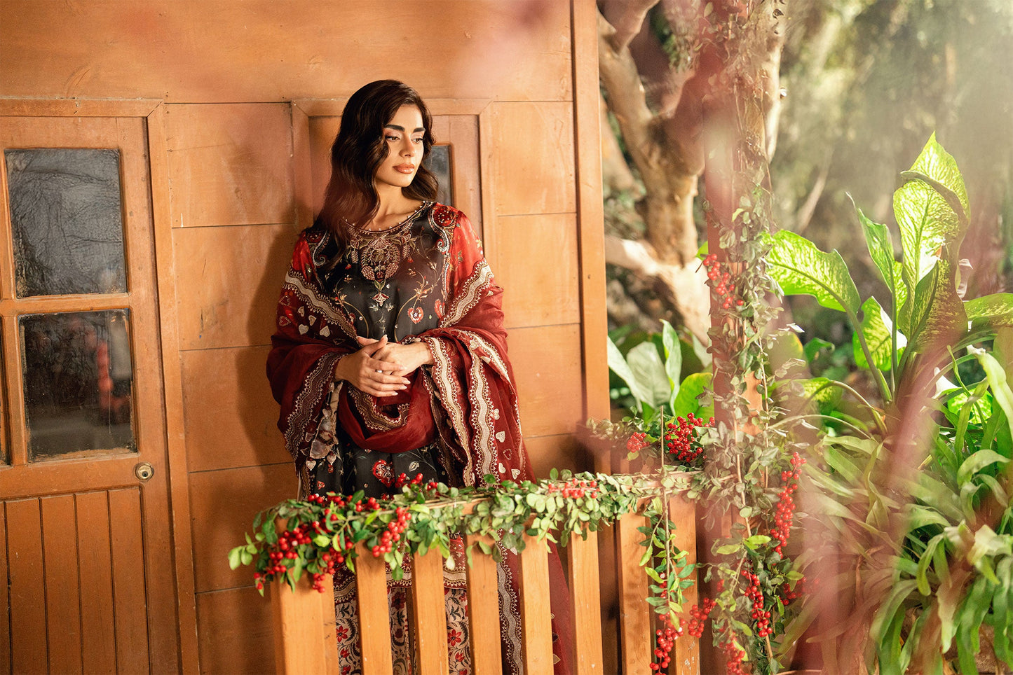 Dhanak | Silk Pret | BLACK-SILK TUNIC- 2PCS HAND EMBELLISHED SHIRT WITH TROUSER