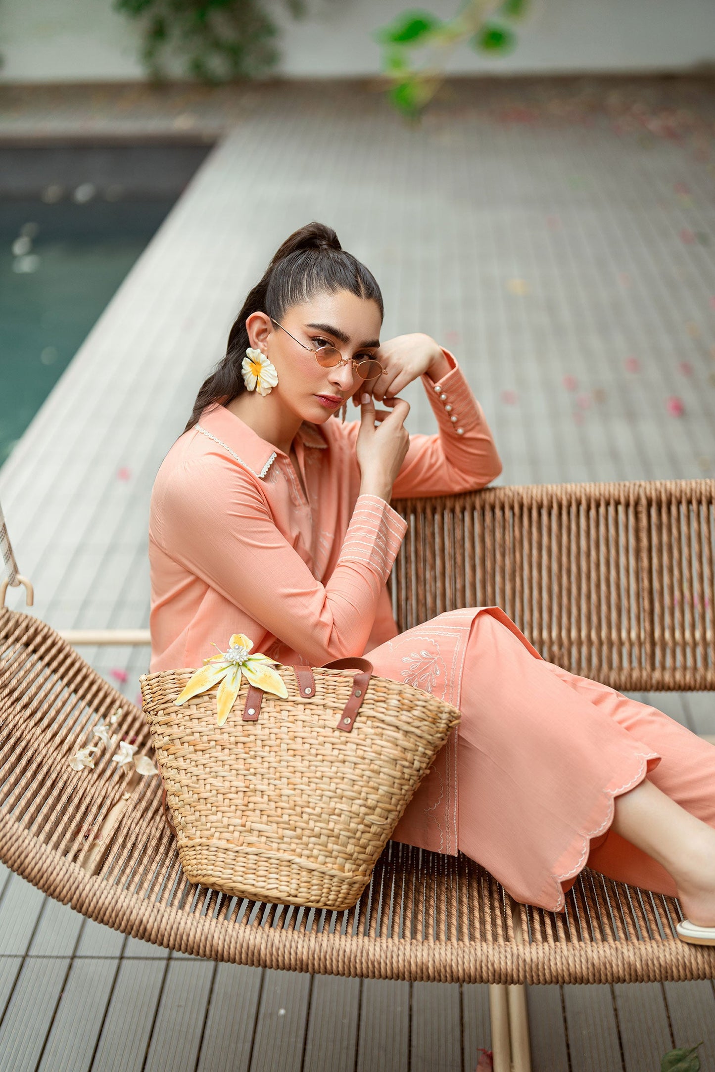 Dhanak | Casual Pret | PEACH 2PCS EMBROIDERED KURTA WITH TROUSER