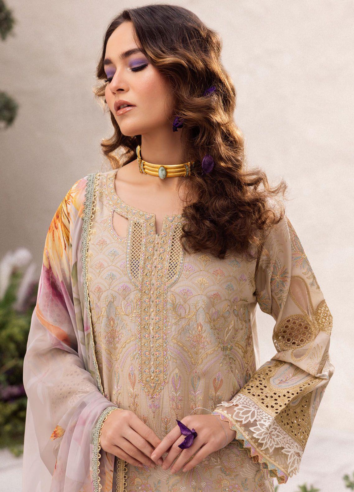 Iznik Dahlia Embroidered Luxury Lawn 3Pc Suit DL-03 CASCADE