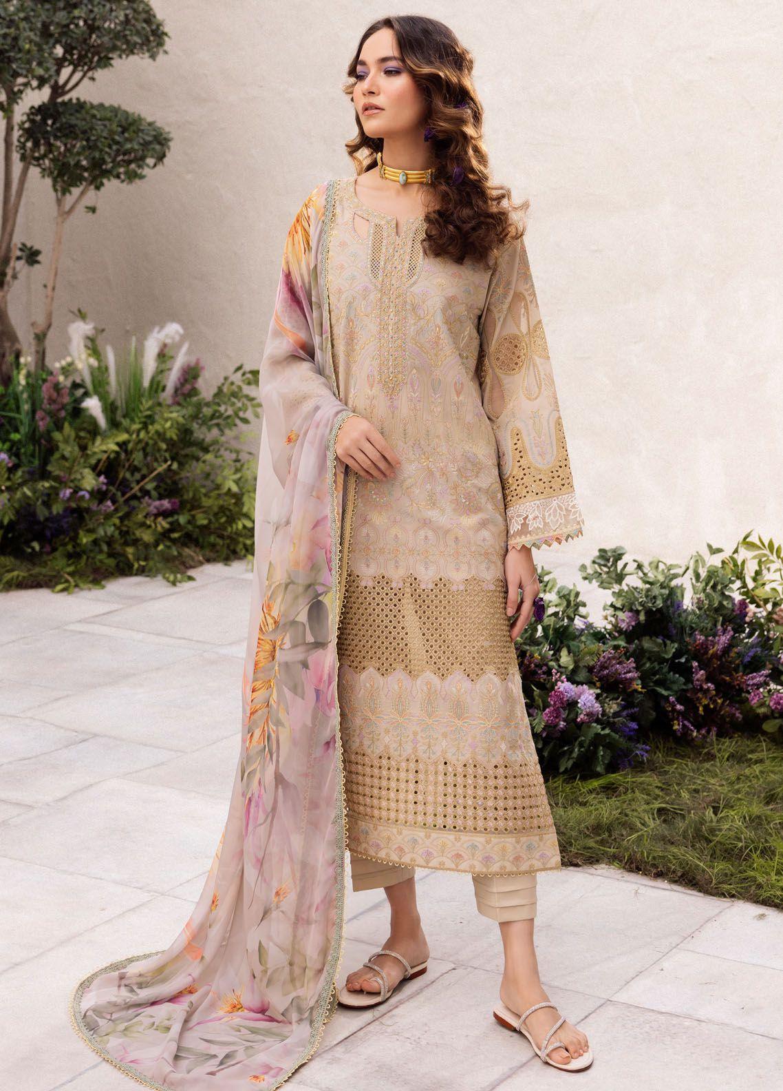 Iznik Dahlia Embroidered Luxury Lawn 3Pc Suit DL-03 CASCADE