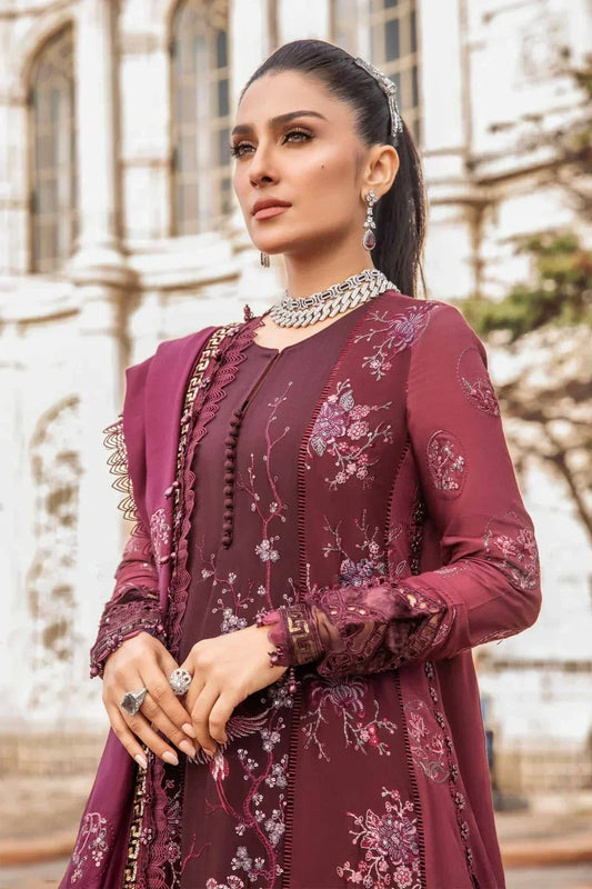 Maria B | Linen 23 | Aubergine DL-1103 - House Of Anaya
