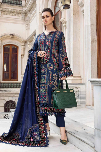 Maria B | Linen 23 | Navy Blue DL-1109 - House Of Anaya