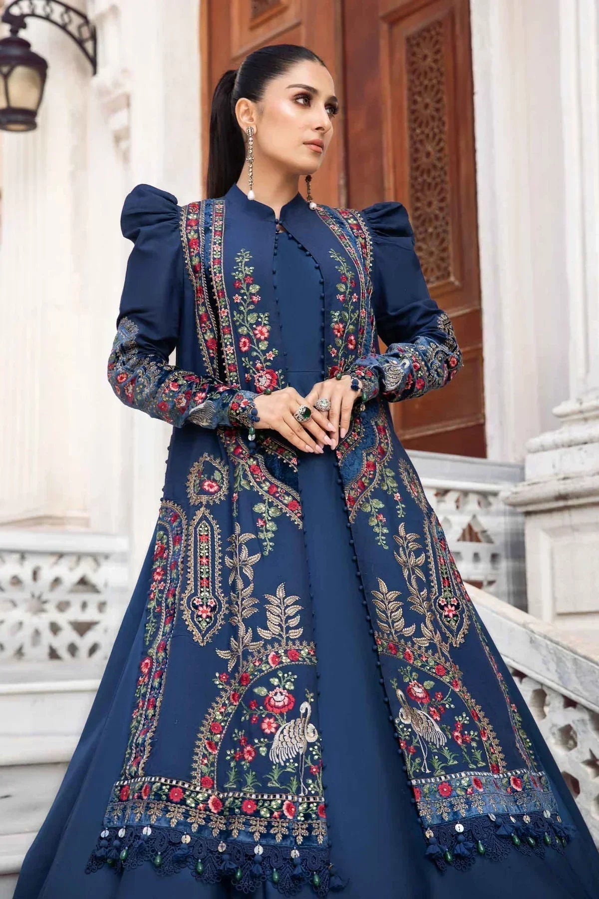 Maria B | Linen 23 | Navy Blue DL-1109 - House Of Anaya