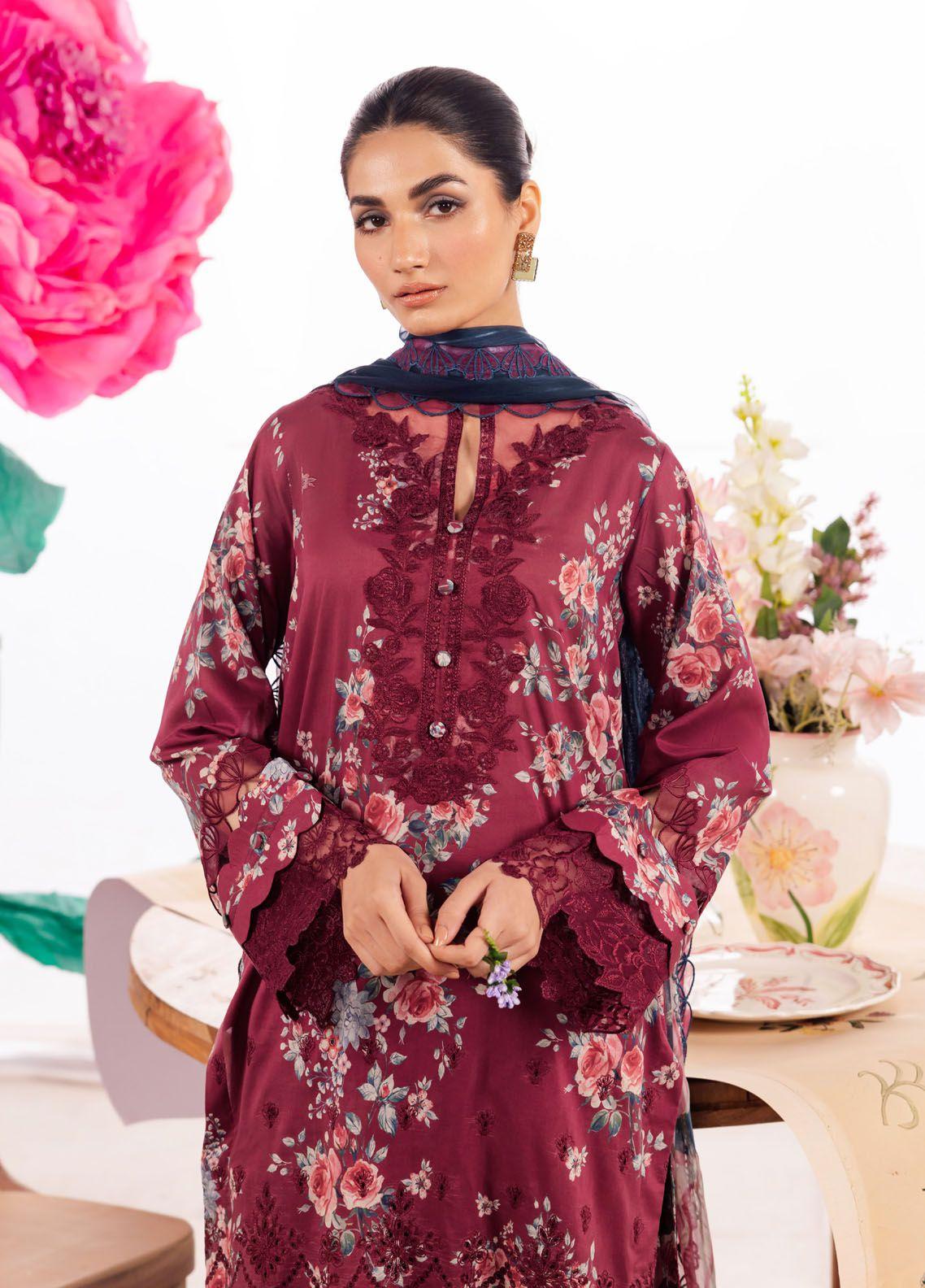 Iznik Dahlia Embroidered Luxury Lawn 3Pc Suit DL-11 SOLISTICE