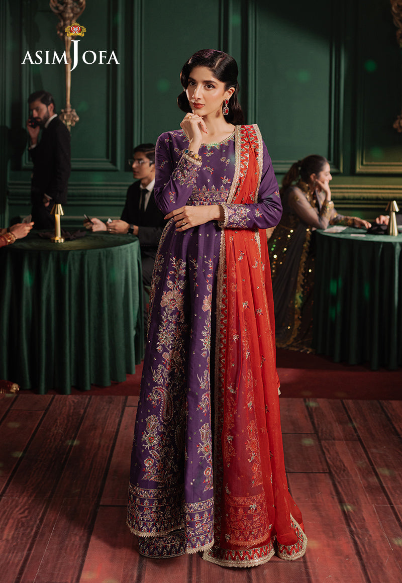 asim jofa purple dress AJRS-01 DIGITALLY PRINTED EMBROIDERED GRIP 3 PCS