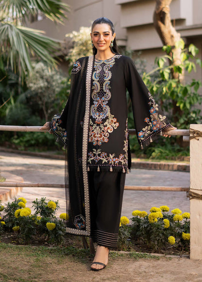 Fozia Khalid | Blossom Festive Lawn 25 | Black viola - House Of Anaya