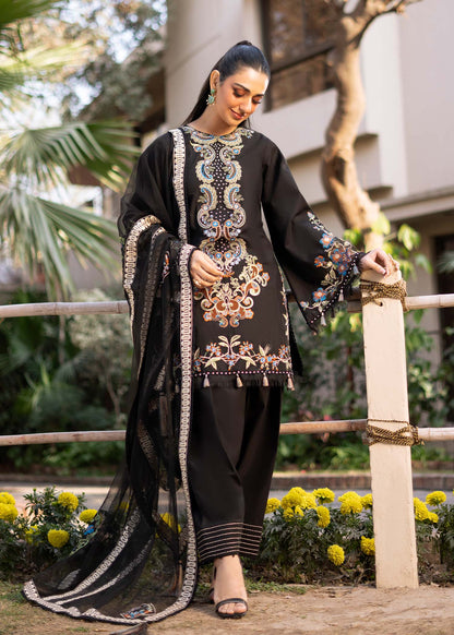Fozia Khalid | Blossom Festive Lawn 25 | Black viola - House Of Anaya