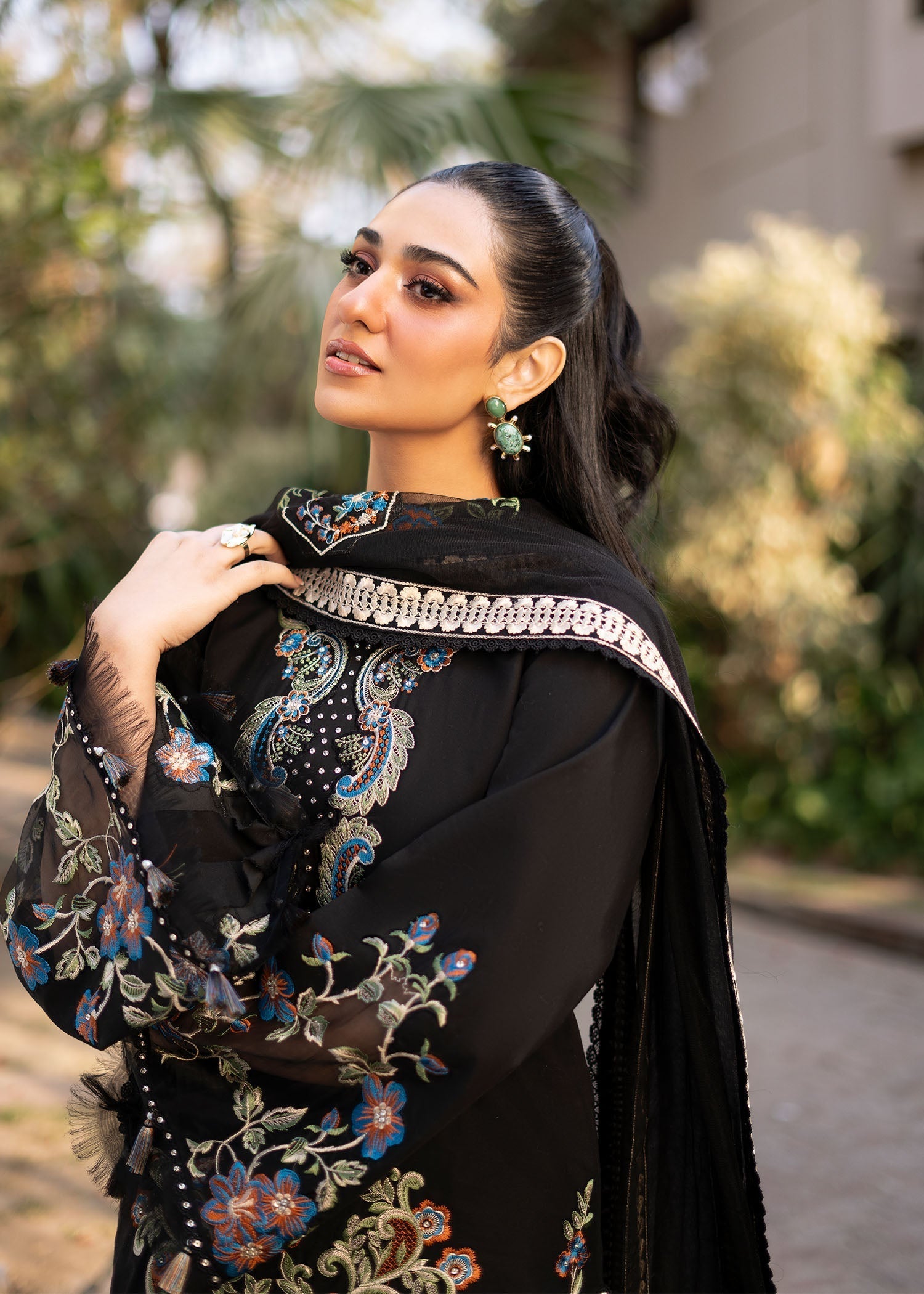 Fozia Khalid | Blossom Festive Lawn 25 | Black viola - House Of Anaya
