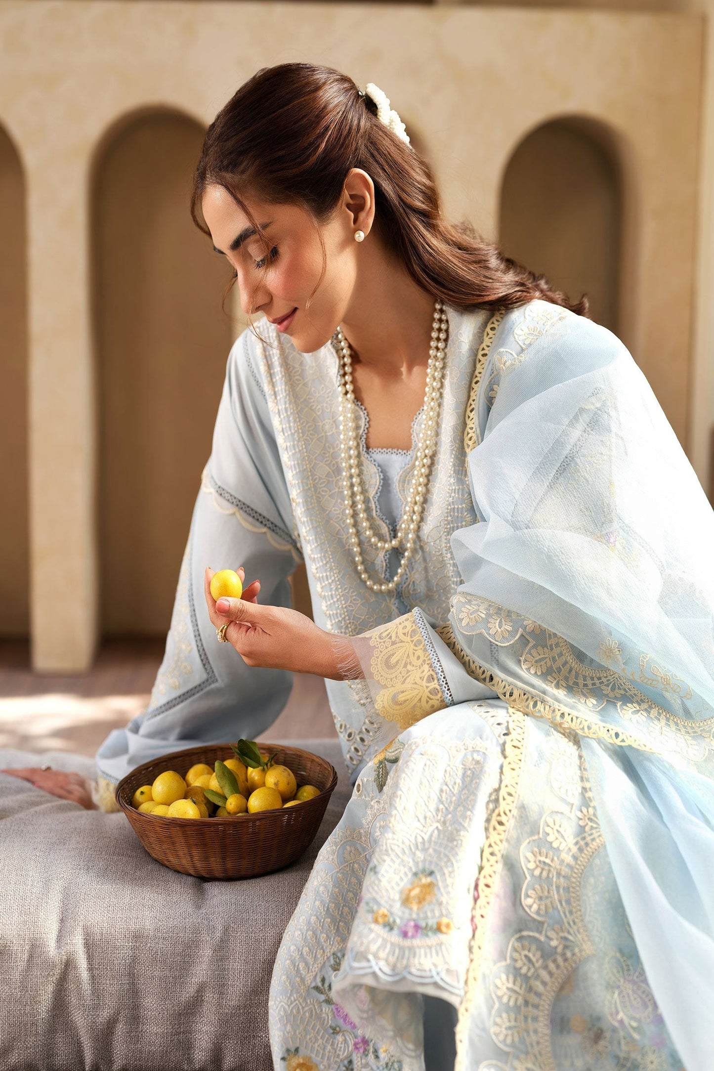 Maryam Hussain | Luxury Lawn 25 | Ocean - House Of Anaya