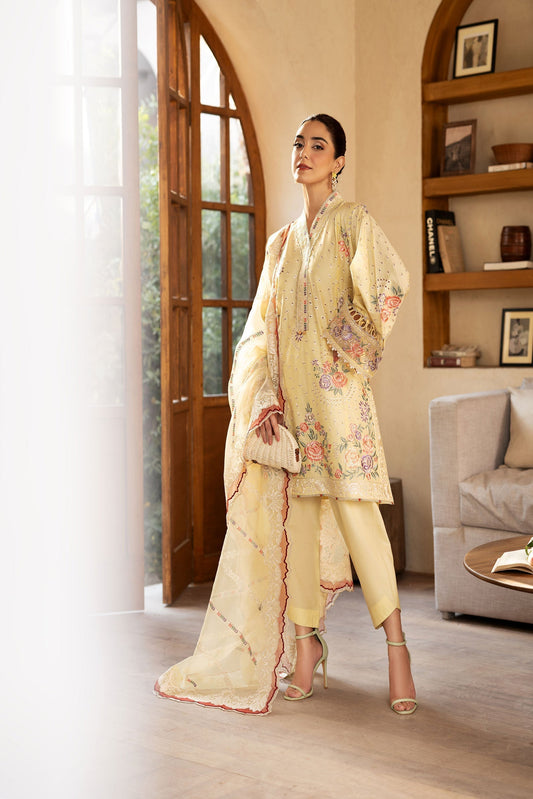Maryam Hussain | Luxury Lawn 25 | Lemon Garden - House Of Anaya