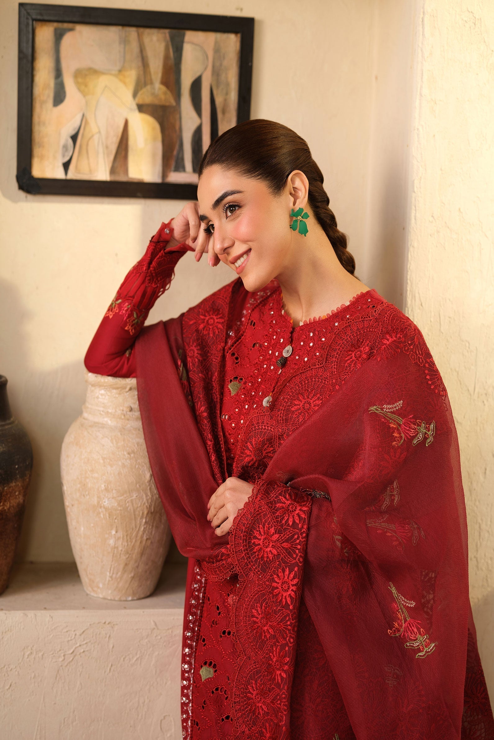 Maryam Hussain | Luxury Lawn 25 | Berry - House Of Anaya