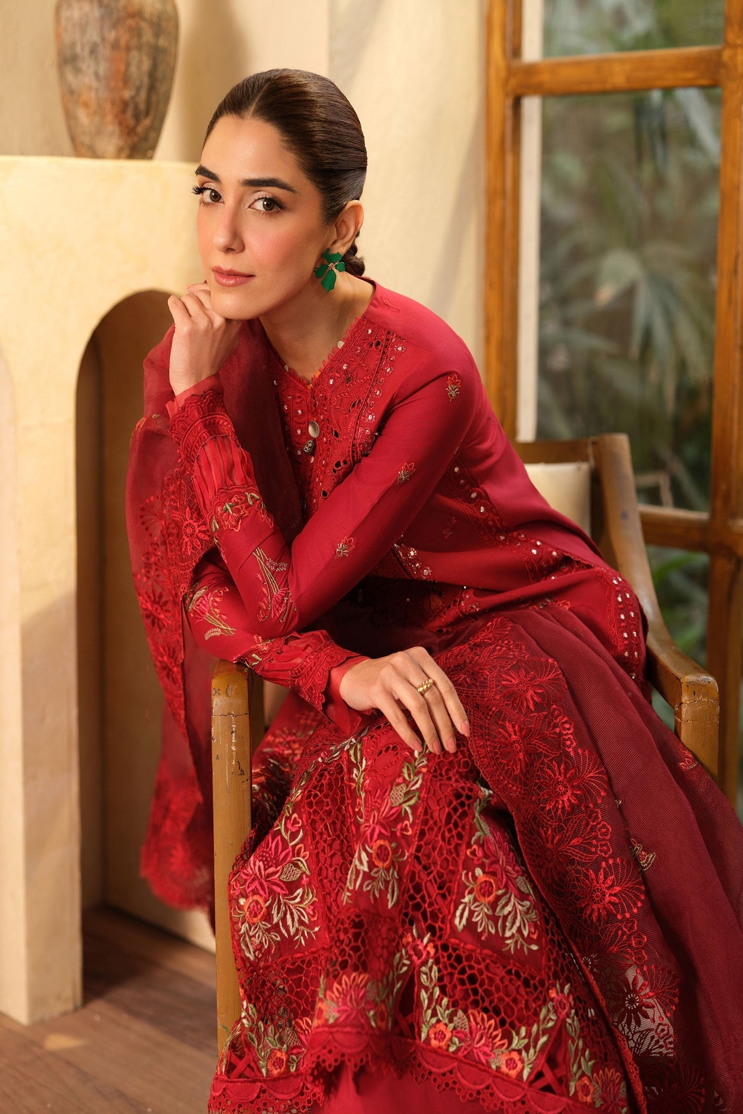 Maryam Hussain | Luxury Lawn 25 | Berry - House Of Anaya