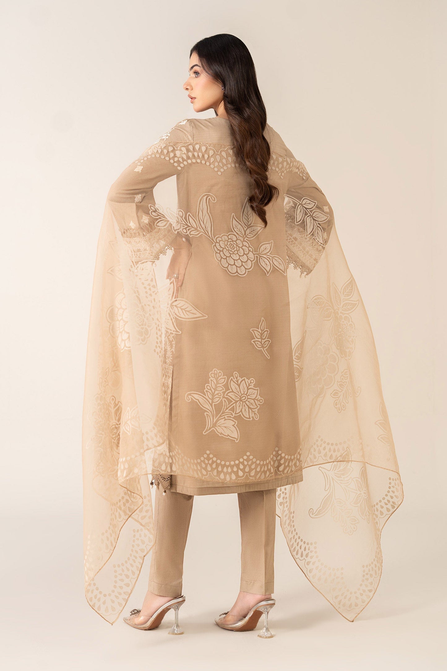 Maria B | Pre Fall Dresses | 3 Piece Embroidered Suit Coffee
