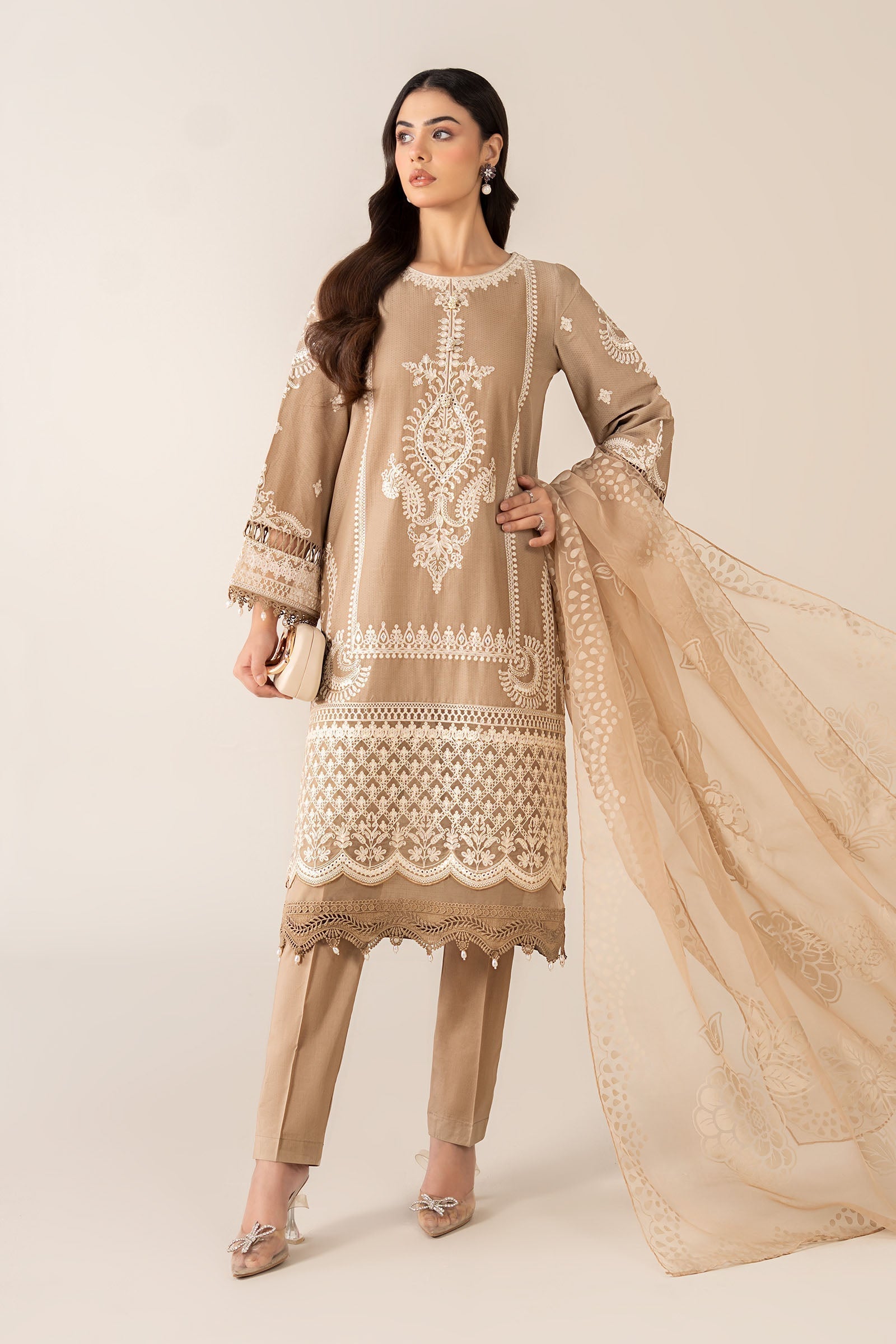 Maria B | Luxury Winter Pret 25 | DW-EA23-26R1-Coffee