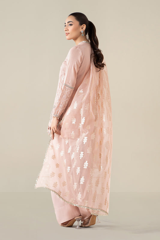 Maria B | Pre Fall Dresses | 3 Piece Embroidered Paper Cotton Suit Pink