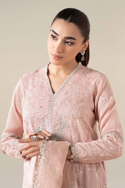 Maria B | Pre Fall Dresses | 3 Piece Embroidered Paper Cotton Suit Pink