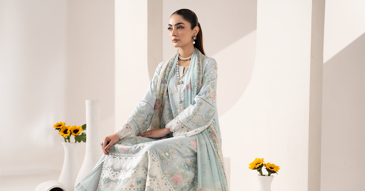 Maria B | Eid Collection 26 | 3 Piece Embroidered Paper Silk Suit