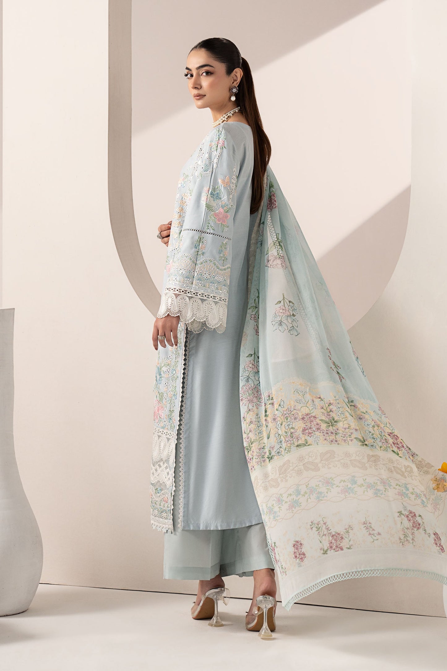 Maria B | Eid Collection 26 | 3 Piece Embroidered Paper Silk Suit