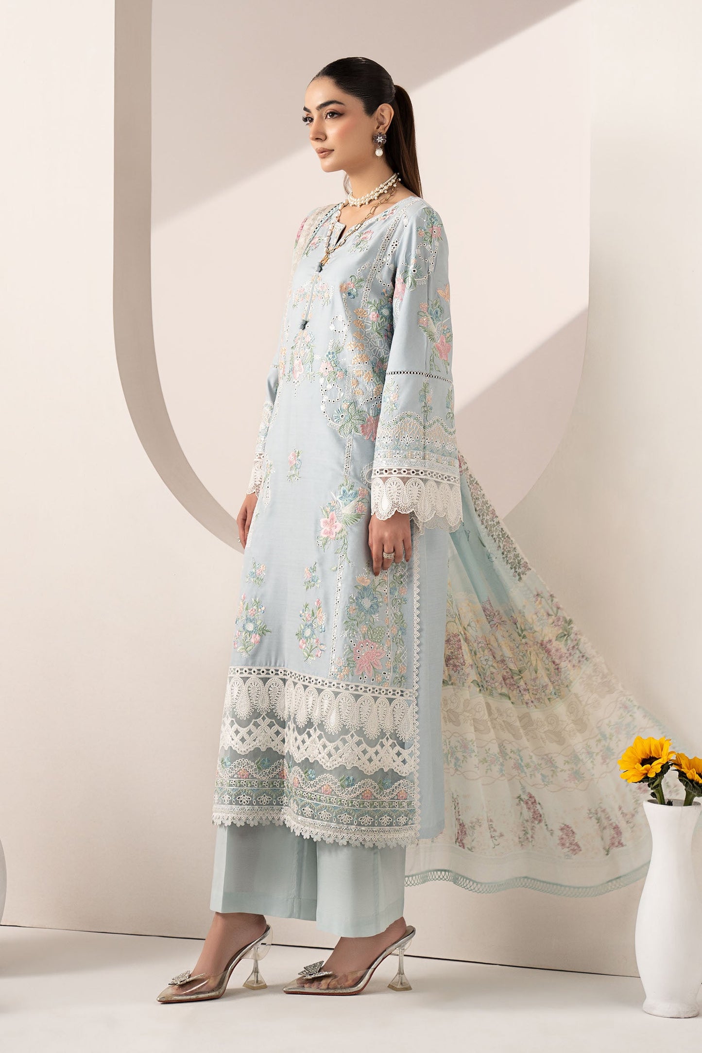 Maria B | Eid Collection 26 | 3 Piece Embroidered Paper Silk Suit